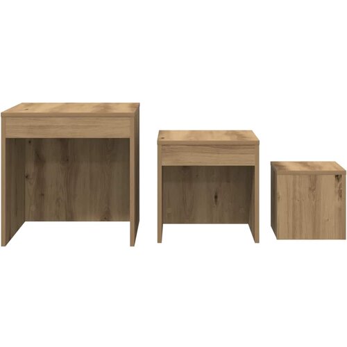  Uklapajući stolići boja hrasta artisan 3 kom konstruirano drvo Smeđa Slike