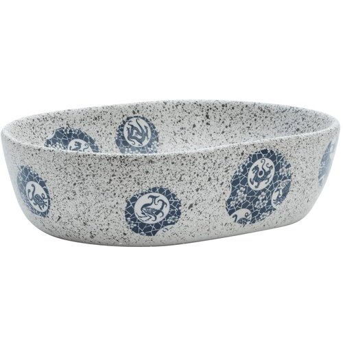 Maison Chic Umivalnik - Kopalna umivalnik - Lavabo Nadpultni siv in moder ovalen 47x33x13 cm keramika, (21684625) Cene