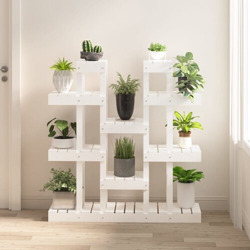 vidaXL Stojalo za rastline belo 104,5x25x109,5 cm trdna borovina Cene