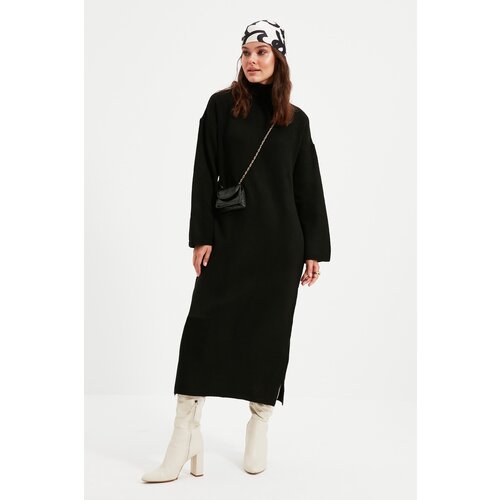 Trendyol Black Turtleneck Soft Long Knitwear Dress Cene
