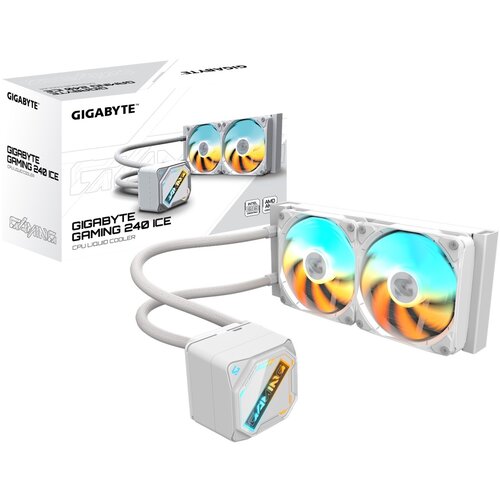 Gigabyte GAMING 240 ICE Liquid CPU Cooler- 2x120mm ARGB Fans, slide-in interlocking mechanism, DAISY-CHAIN, Intel LGA 1851 and AMD AM5 Compatible Cene