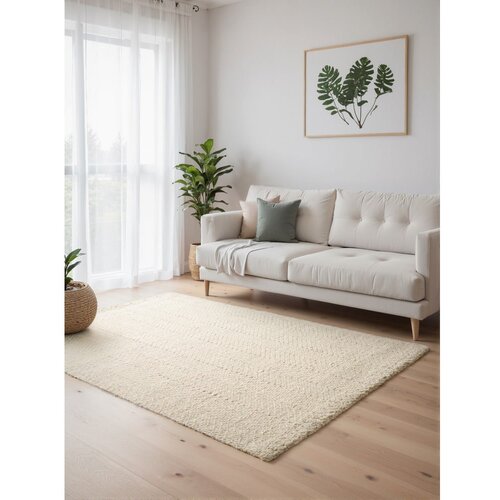 Elle Decoration Kremno bela/slonoko&amp;scaron;čena ročno tkana preproga iz me&amp;scaron;anice volne 160x230 cm Majoli &amp;ndash; Slike