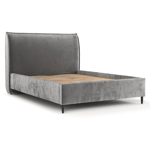 Maison de Rêve Sivi tapecirani bračni krevet s prostorom za odlaganje s podnicom 140x200 cm Shell – Cijene