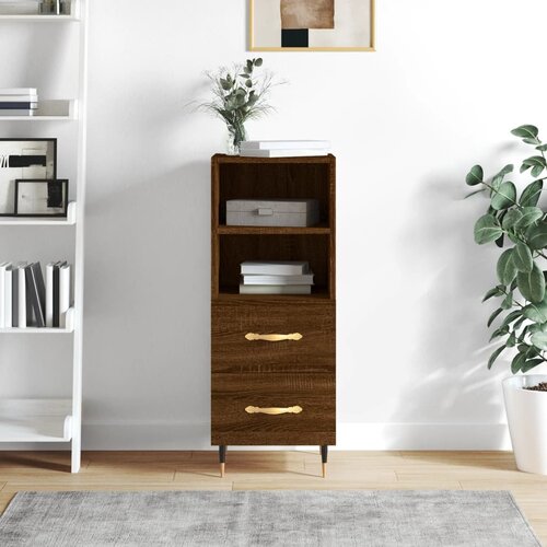 VidaXL Komoda boja smeđeg hrasta 34 5 x 34 x 90 cm konstruirano drvo Slike