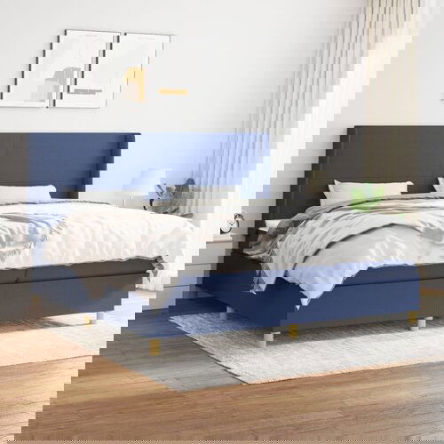 The Living Store Box spring postelja z vzmetnico moder 200x200 cm blago - Box Spring Postelja, (21511939) Slike