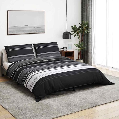  Set posteljine za poplun crno-bijeli 200x220 cm pamučni Cene