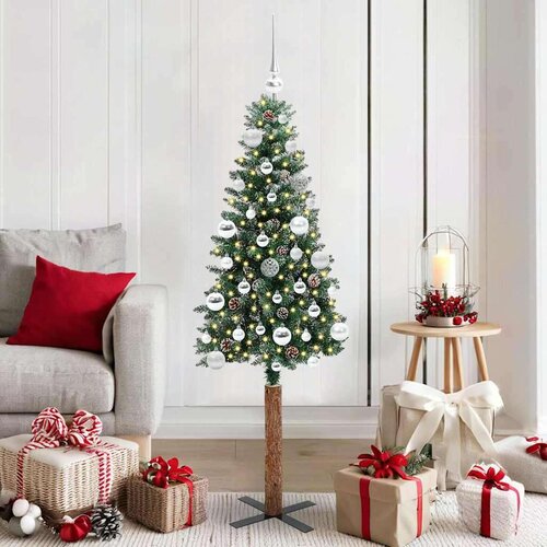 vidaXL Ožja jelka med 150 LED Zelena in Bela 150 cm PVC in trden bor Cene
