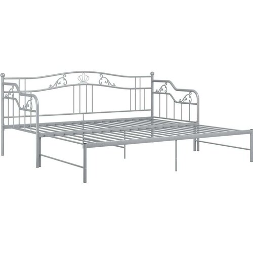 VidaXL okvir za krevet na razvlačenje sivi metalni 90 x 200 cm Slike