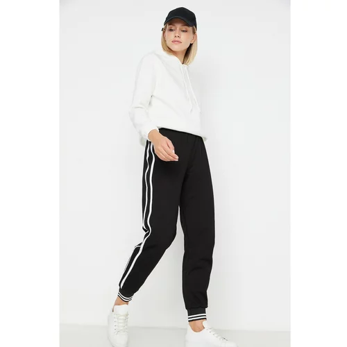 Trendyol Black Stripe Detailed Basic Jogger Knitted Slim Sweatpants