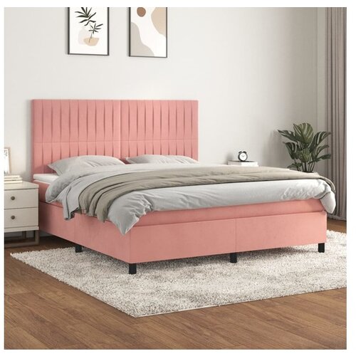 VidaXL Box spring postelja z vzmetnico roza 180x200 cm zamet Slike