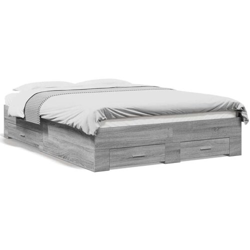 VidaXL Okvir za krevet s ladicama boja sivog hrasta 120x190 cm drveni Slike