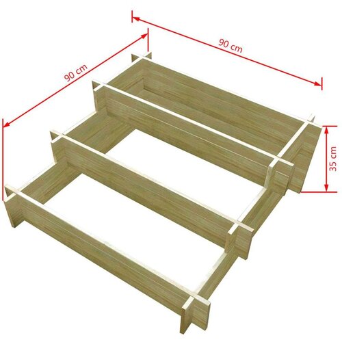 vidaXL Sadilica s 3 razine 90 x 90 x 35 cm od impregniranog drva Cijene