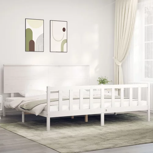  Okvir kreveta s uzglavljem bijeli bračni od masivnog drva