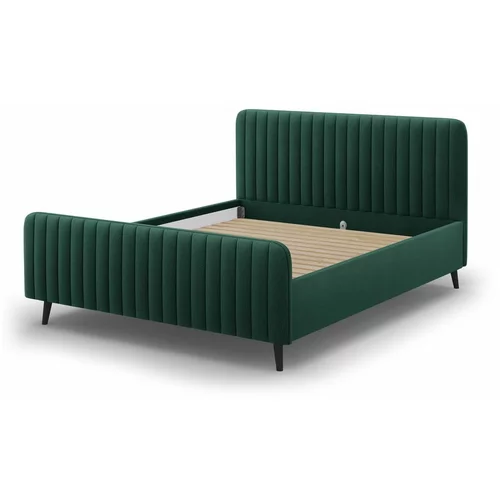 Micadoni Home Zeleni tapecirani bračni krevet s podnicom 180x200 cm Lily -