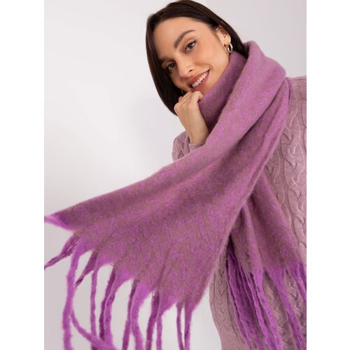 Fashion Hunters Purple and dark beige scarf with fringe Cene