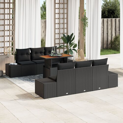 VidaXL Vrtna sofa set Set od 7 Crna Ratan Vanjski stol Pravokutni Slike