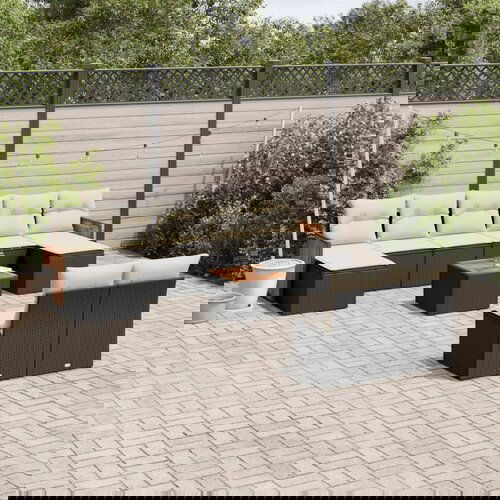 vidaXL Vrtna sedežna garnitura 10-delna z blazinami črn poli ratan Cene