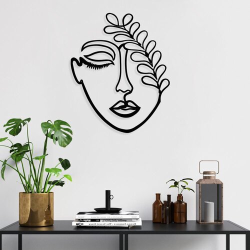 Wallity Zidna dekoracija Woman Face With The Branch, 40x65 cm, 1.5 mm, Crna Slike