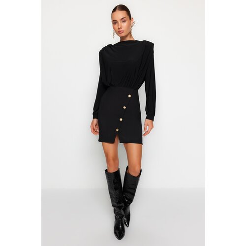 Trendyol Black Woven Dress with Buttons Slike