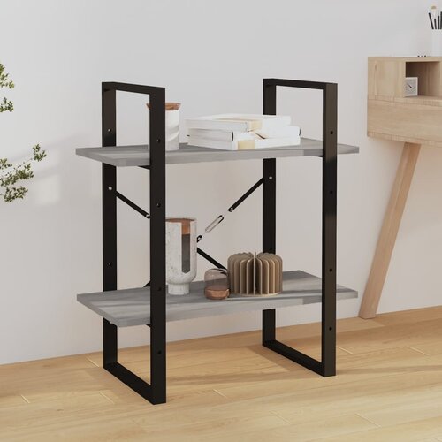 VidaXL Knjižna omara 2-nadstropna siva sonoma 60x30x70 cm konstr. les Slike