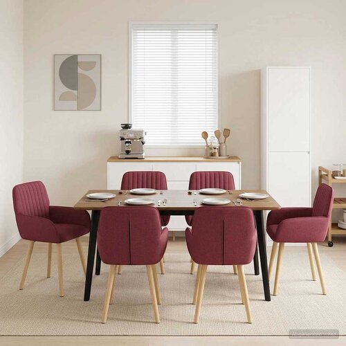  Trpezarijske stolice 6 pcs Tkanina Vinska crvena Cene