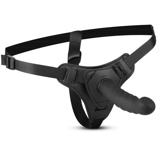 EasyToys Silicone Strap-On Bended Ribbed Black Slike
