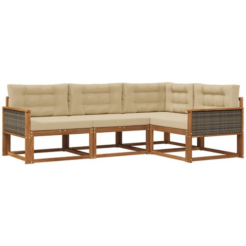 vidaXL Zunanja garnitura za sedenje z blazino 4 pcs Naravna in bež, (5000281810) Cene