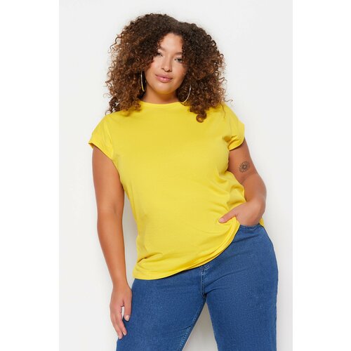 Trendyol Curve Plus Size T-Shirt - Navy blue - Relaxed fit Cene
