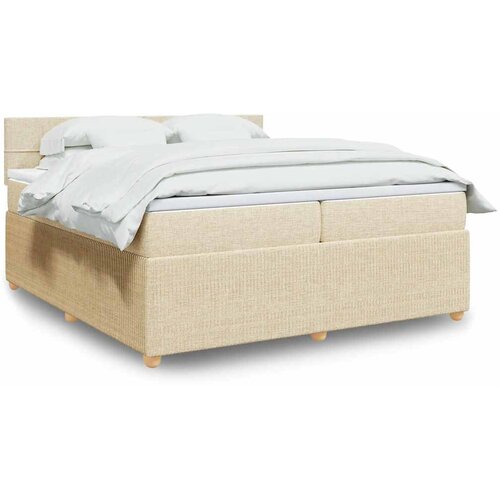  Krevet s oprugama i madracem krem 200 x 200 cm od tkanine Cijene