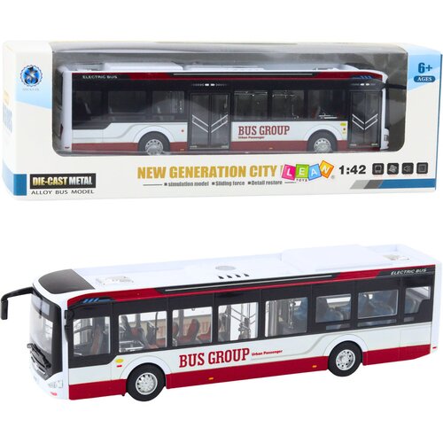  Metalni gradski autobus za igru Bus GROUP 1:42 - bijelo/crveni Cijene