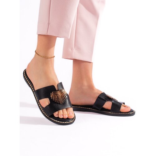 Shelvt Women's Black Flat Flip Flops Cijene