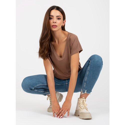 BASIC Feel Good Cappuccino cotton v-neck t-shirt BASIC Cijene