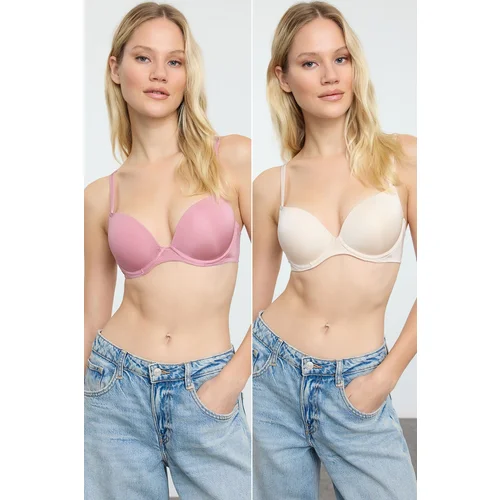 Trendyol Ten-Rose Dried 2 Pack Polyamide Push Up T-Shirt Bra Knitted Bra