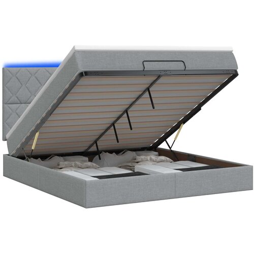  Krevet od pjene s madracem i LED-om Svjetlosiva 160 x 200 cm Slike