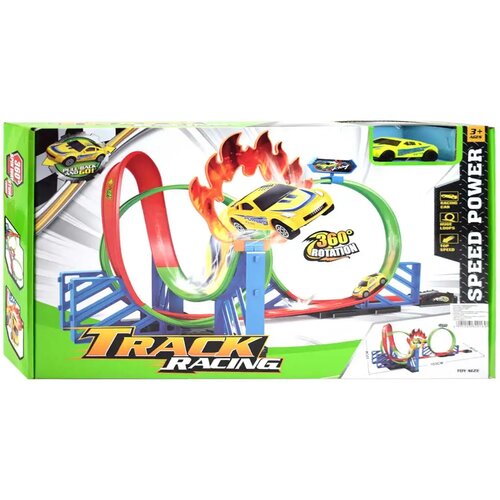 Magic Toys Track Racing: 2-delni set dirkalne steze v plamenih, s 360-stopinjsko zanko in avtomobilčkom 1/64 Cene