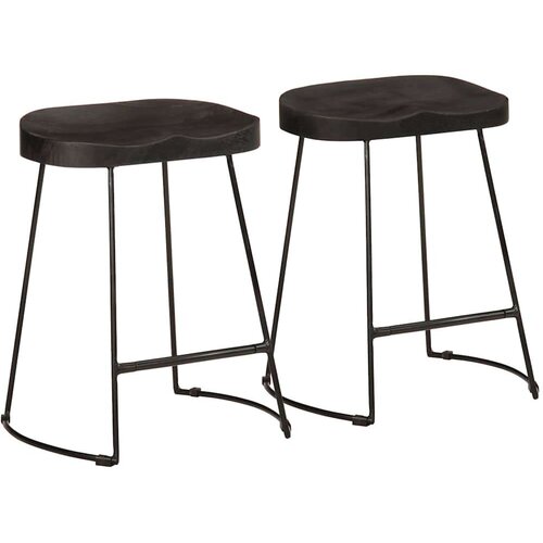 vidaXL Barski stolčki 2 črni Black 46x38x52 cm trden mangov les Cene