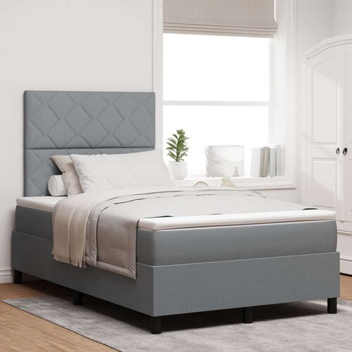 VidaXL Box Spring krevet s madracem Svijetlosiva 120x200 cm Tkanina Slike