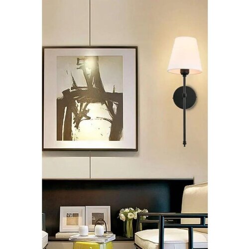 Opviq davin siyah beyaz abajurlu aplik blackwhite wall lamp Cene
