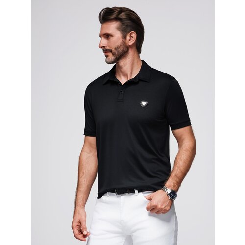 Ombre Stylish men&amp;#039;s stretch fabric polo shirt - black Slike