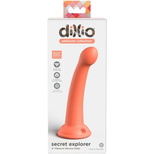 DILLIO Secret Explorer - Silikonski dildo z objemko (17 cm) - oranžna