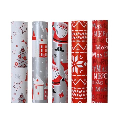 Dekordom novogodišnja dekoracija - giftwrapping paper 2m 468167 - red/white - kmg ( 043356 ) Cene