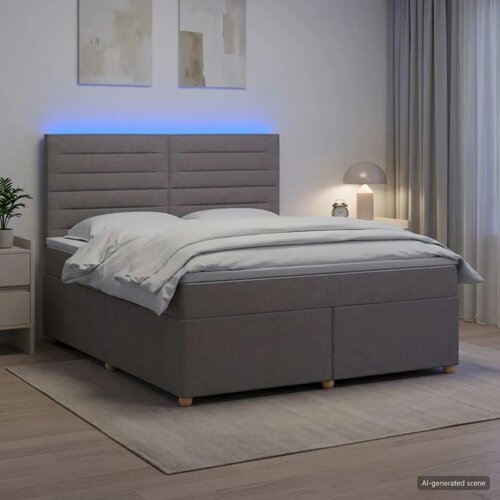  Boxspring krevet s madracem Sivosmeđa 180 x 200 cm Tkanina - Sivosmeđa 180 x 200 cm Dizajn linija Slike
