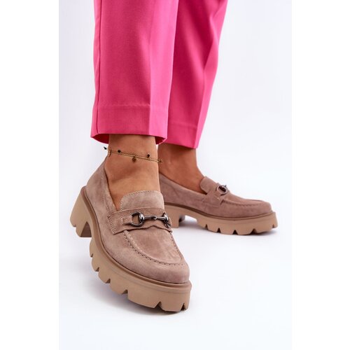 Kesi Chunky women&amp;#039;s beige suede loafers Neloria Slike