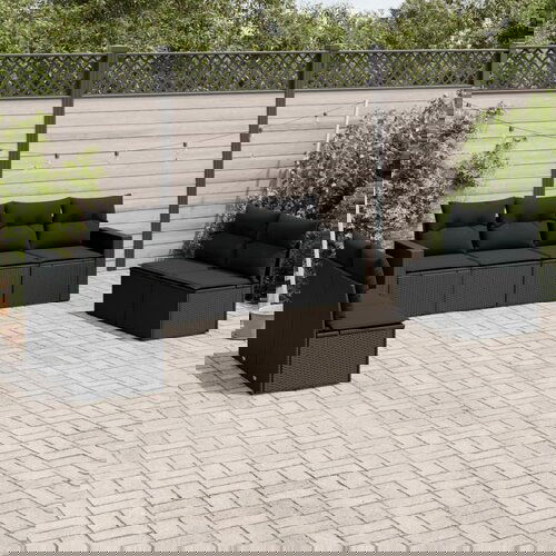  The Living Store Vrtna sedežna garnitura 8-delna z blazinami črn poli ratan - Vrtna Sedežna Garniture, (21478264) Cene