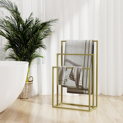 vidaXL Prostostoječe stojalo za brisače zlato 48x24x79 cm železo Cene