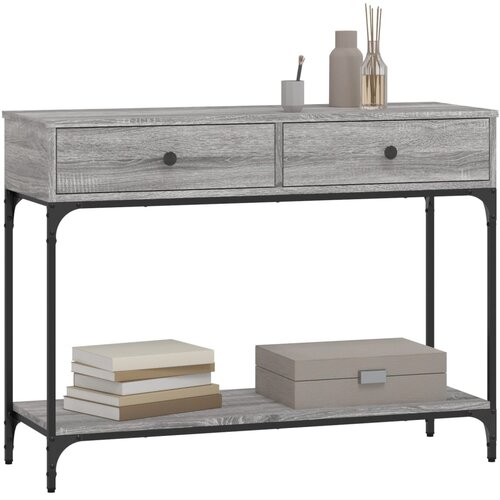  Konzolni stol siva boja hrasta 100x34,5x75 cm konstruirano drvo Slike