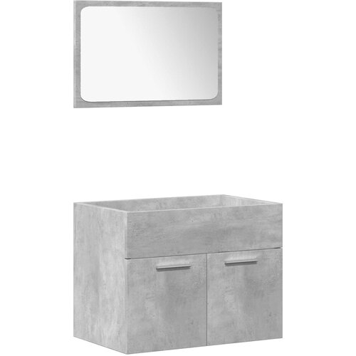  4-dijelni set kupaonskog namje&amp;scaron;taja siva boja betona drveni 60 x 38.5 x 46 cm Slike