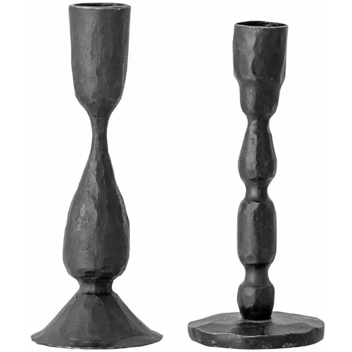 Bloomingville Komplet 2 svečnikov Deja iz črne kovine, višina 16 cm