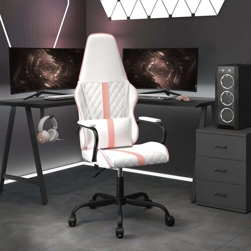  Gaming stol belo in roza umetno usnje Cene