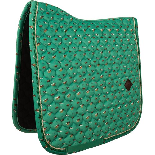 Kentucky Horsewear Dresurna podsedelnica Velvet z vzorcem konjev, FULL - Green Slike